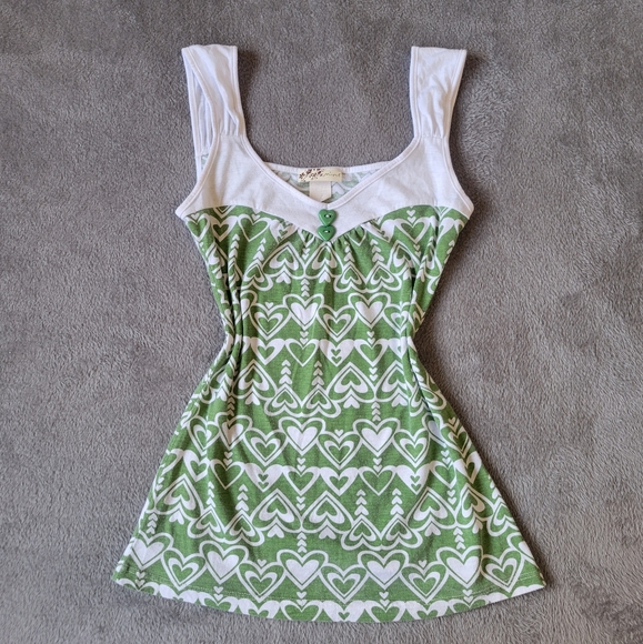 2000s y2k green cami / tank top - Picture 1 of 5